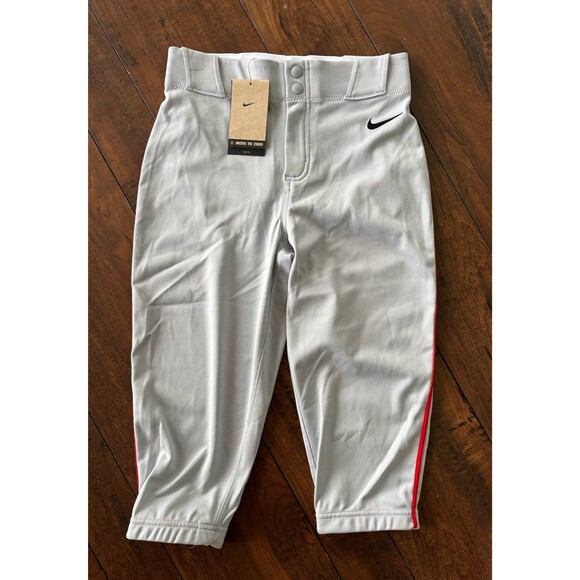 Nike Boy's Vapor Select Piped Baseball Knickers Pants Gray Scarlet Red L NEW - Picture 1 of 9